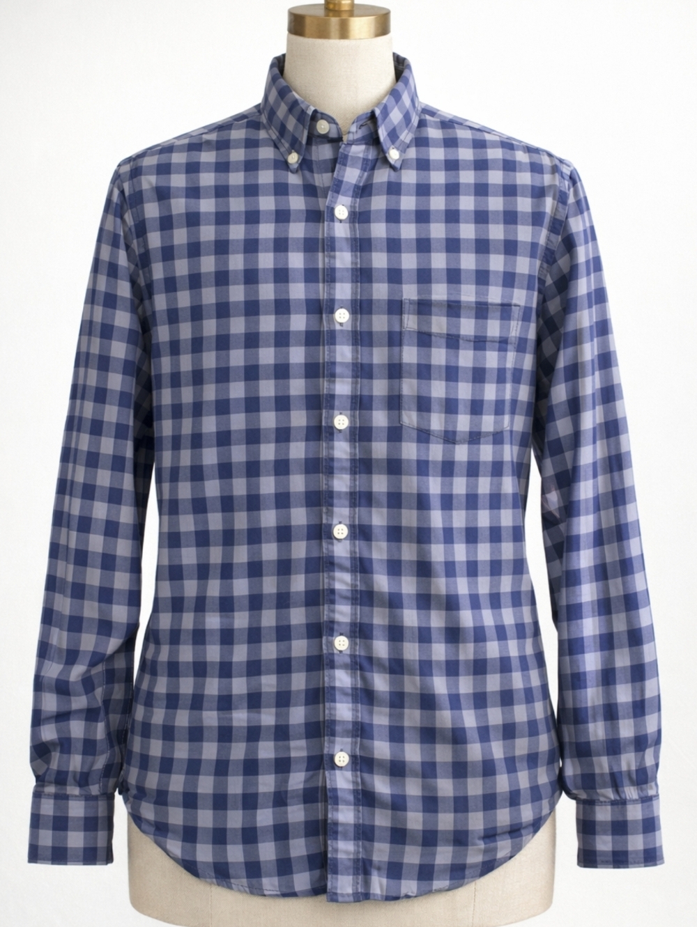 FOSSIL 54 Men’s Plaid Button Down Shirt Blue Gray Classic Fit Small